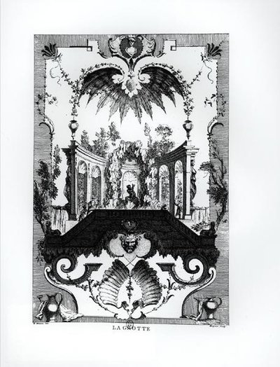 The Grotto, engraved by Gabriel Huquier (1695-1722) by Jean Antoine (after) Watteau