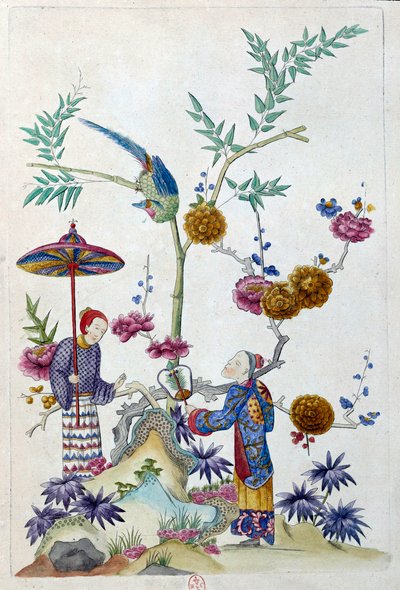 Drawing from a Chinese Vase: Couple in a Garden by Jean Antoine Fraisse