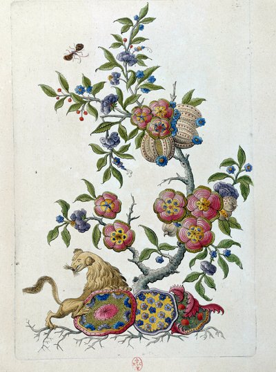 Drawing from a Chinese Vase: Branch of Flowers. Painting by Jean Antoine Fraisse (18th century) by Jean Antoine Fraisse