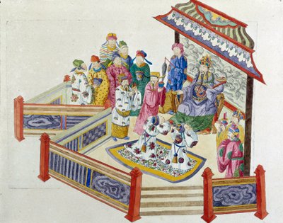 Scene Before the Lord. Drawing from a Chinese Vase. Painting by Jean Antoine Fraisse (18th century) by Jean Antoine Fraisse