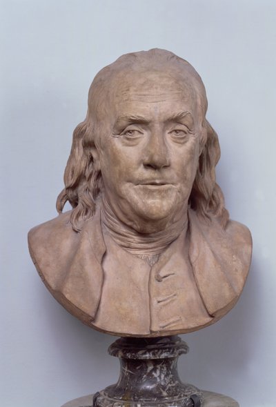 Bust of Benjamin Franklin (1706-90) 1778 (terracotta) by Jean Antoine Houdon