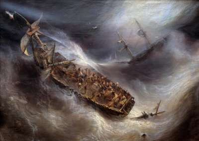 Devotion of Captain Dess, of Bordeaux, towards the Columbus Dutch ship, in the Tempete by Jean Antoine Theodore Gudin