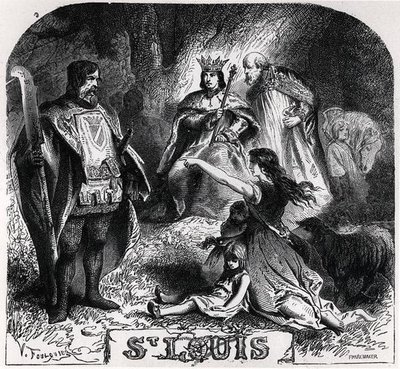 St. Louis renders justice under an oak in Vincennes, from Histoire de France en Tableaux, engraved by Pannemaker by Jean Antoine Valentin Foulquier