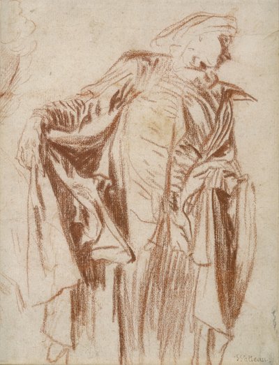 Actor Standing with Head Turned to the Right by Jean Antoine Watteau