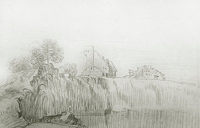 House on the Edge of a Steep Cliff by Jean Antoine Watteau