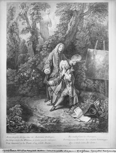Jean Antoine Watteau and His Friend Monsieur de Julienne, Engraved by Nicolas Henri Tardieu by Jean Antoine Watteau