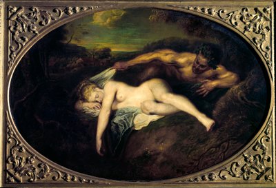 Nymph and Satyr or Jupiter and Antiope by Jean Antoine Watteau