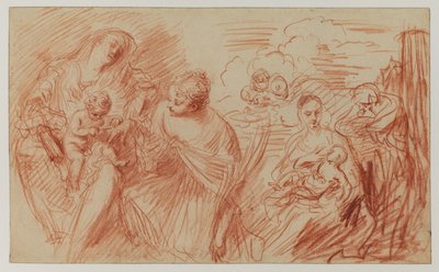 Sheet of Studies After Old Masters by Jean Antoine Watteau
