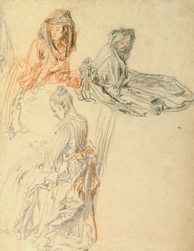 Studies of Three Seated Women by Jean Antoine Watteau