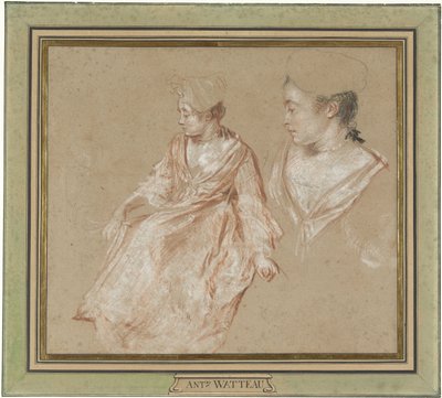 Studies of a Seated Woman and a Detail of Her Head and Shoulders by Jean Antoine Watteau