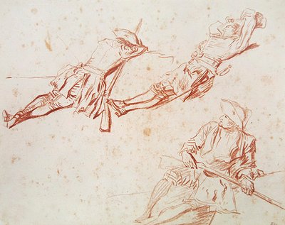 Three Resting Soldiers, 1709 by Jean Antoine Watteau
