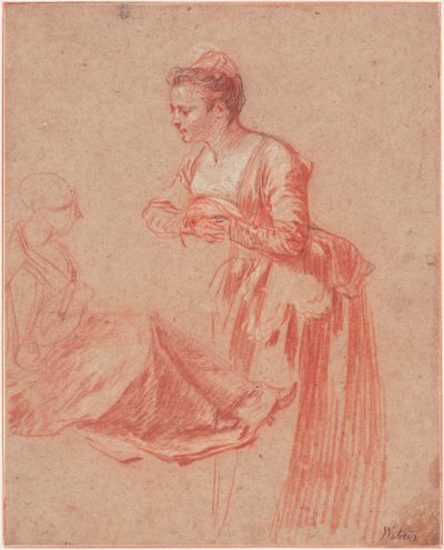 Two Figure Studies of a Young Woman by Jean Antoine Watteau