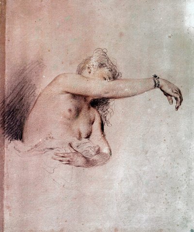 Woman Naked, Arm Raised by Jean Antoine Watteau