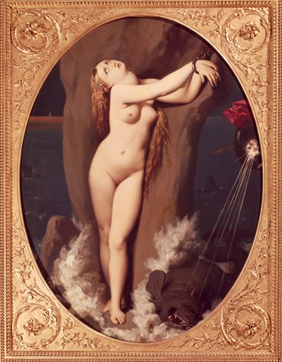 Angelica Chained, First Version of Ruggiero Rescuing Angelica by Jean Auguste Dominique Ingres