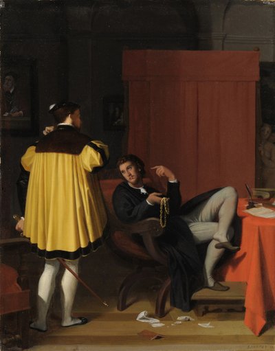 Aretino and the Envoy of Charles V by Jean Auguste Dominique Ingres