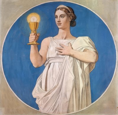 Faith. Cartoon for the Stained Glass Windows of the Saint-Ferdinand Chapel. 1842 by Jean Auguste Dominique Ingres