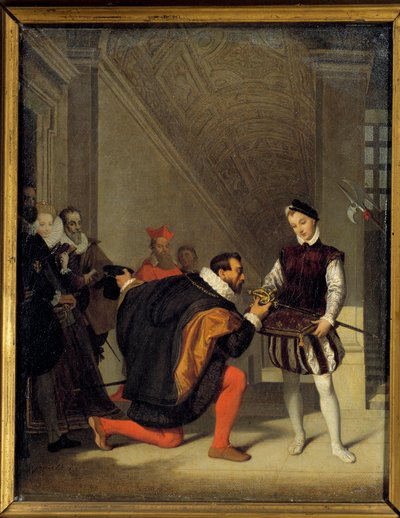 Don Pedro de Toledo, ambassador of Philip II kissing the sword of Henry IV (1553-1610). Staircase Henri II in the Louvre by Jean Auguste Dominique Ingres