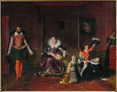 French King Henri IV Plays with His Children as the Spanish Ambassador Enters by Jean Auguste Dominique Ingres