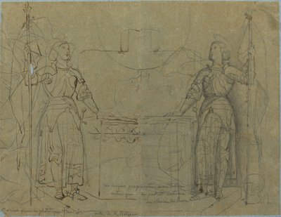 Joan of Arc Standing at the Altar at Reims Cathedral by Jean Auguste Dominique Ingres