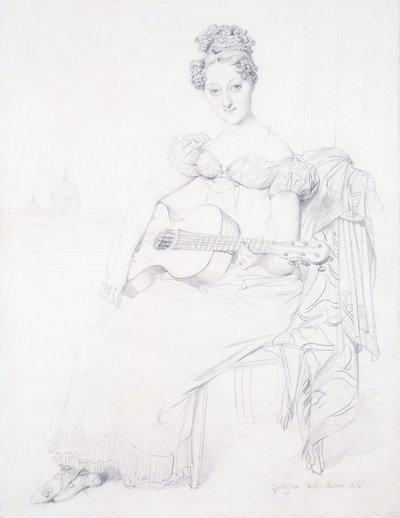 Portrait of Miss Elizabeth Keating Playing Her Guitar by Jean Auguste Dominique Ingres