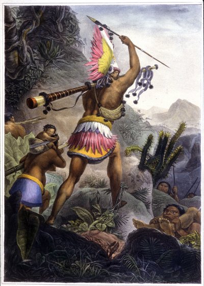 A Coroado Indian Giving the Signal for Retirement, 1839 by Jean Baptiste (after) Debret