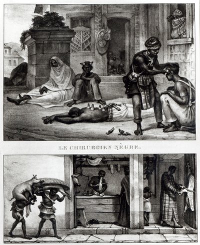 A Black Surgeon; Store of a Pork Seller by Jean Baptiste (after) Debret