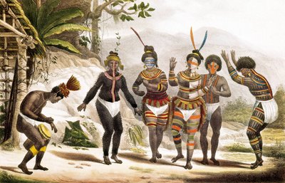 San Jose Mission: Dancing South American Indians, Brazil by Jean Baptiste (after) Debret