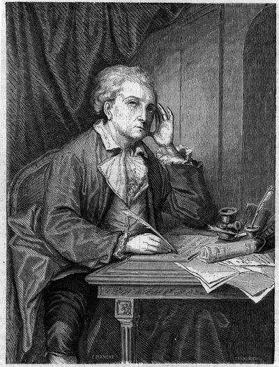 Portrait of Nicolas Alexandre Dezede, French Composer - Engraving After a Portrait of Greuze by Jean Baptiste (after) Greuze
