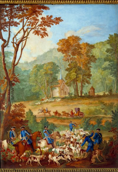 Plaque depicting the hunts of Louis XVI: 