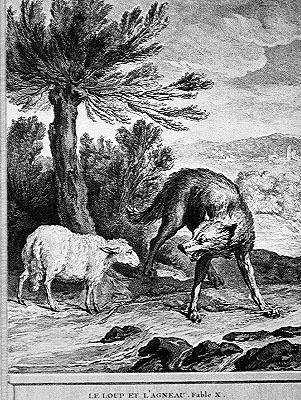 The Wolf and the Lamb by Jean Baptiste (after) Oudry