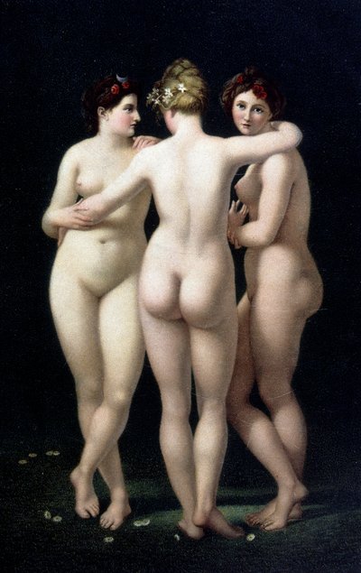 The three graces. Fac-simile from the work of Jean Baptiste Regnault (1754-1829) - postcard by Jean Baptiste (after) Regnault