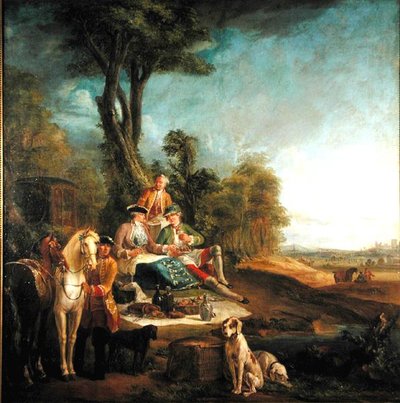 A Hunting Luncheon by Jean Baptiste (school of) Oudry