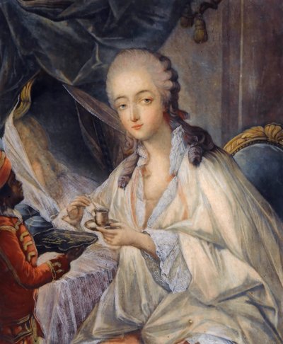 Jeanne Bécu, comtesse Du Barry with a cup of coffee by Jean Baptiste André Gautier Dagoty