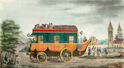 The car (or diligence) has steam: French invention of 1835 (engraving by Ange Tissier) by Jean Baptiste Ange Tissier