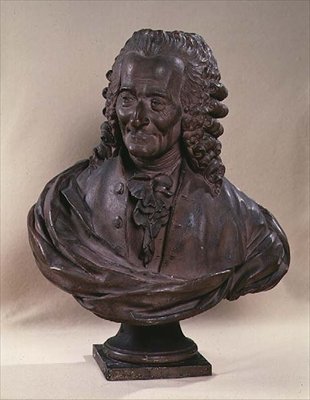 Bust of Voltaire by Jean Baptiste Antoine Cadet de Beaupre