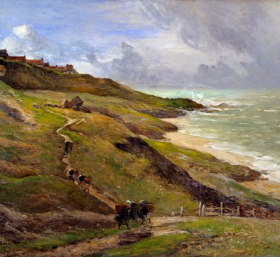 The rocks of Equihen, landscape of the Breton coast (detail) by Jean Baptiste Antoine Guillemet