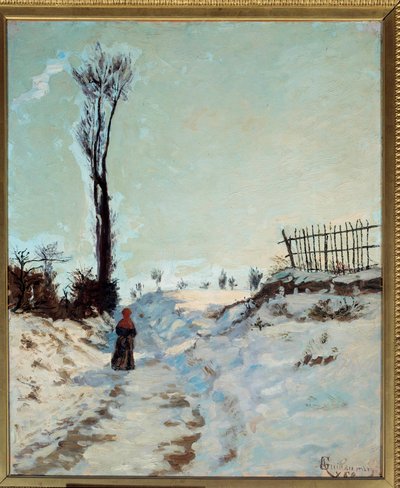 Path hollow, snow effect by Jean Baptiste Armand Guillaumin