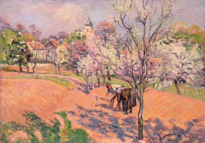Two Peasants Sowing Beans in an Orchard by Jean Baptiste Armand Guillaumin