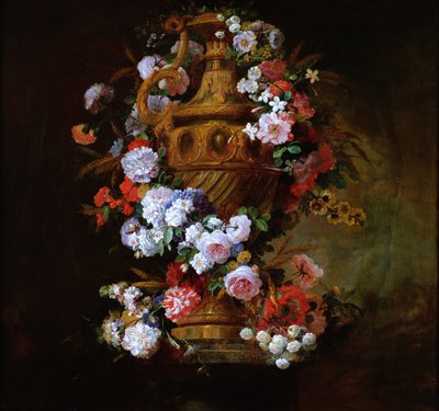 Vase surrounded by a garland of flowers by Jean Baptiste Belin de Fontenay