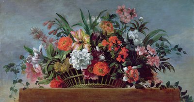 Woven Basket Filled with Flowers by Jean Baptiste Belin de Fontenay