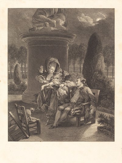 The Evening at the Tuileries by Jean Baptiste Blaise Simonet after Pierre Antoine Baudouin