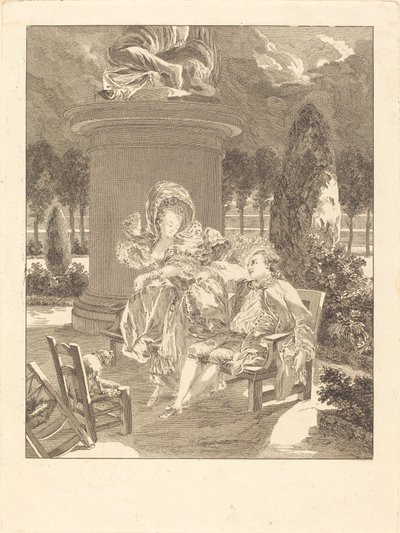 The Evening at the Tuileries by Jean Baptiste Blaise Simonet after Pierre Antoine Baudouin