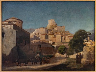 Village in Lazio by Jean Baptiste Camille (attr.to) Corot