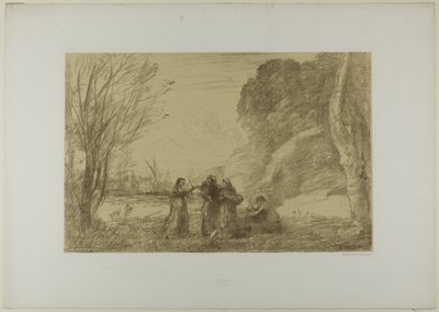 A Family at Terracina by Jean Baptiste Camille Corot