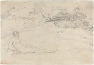 A Nude Reclining in a Landscape by Jean Baptiste Camille Corot