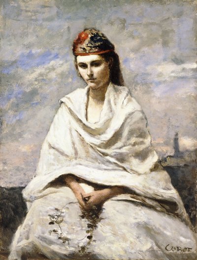 A Young Greek with a White Shawl by Jean Baptiste Camille Corot