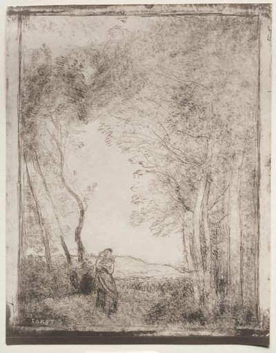 A Young Mother at the Entrance of a Wood by Jean Baptiste Camille Corot