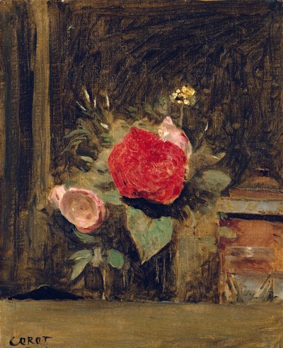 Bouquet of Flowers in a Glass Beside a Tobacco Pot, c.1873-74 by Jean Baptiste Camille Corot