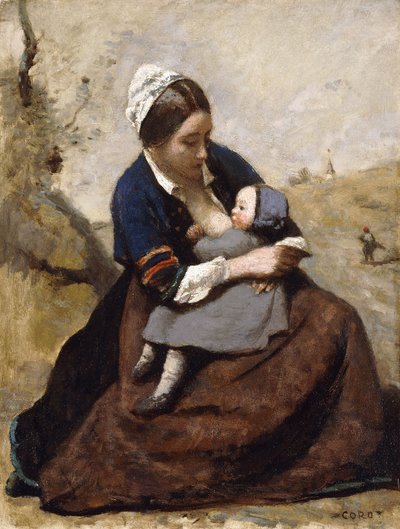 Breton Breastfeeding her Child by Jean Baptiste Camille Corot