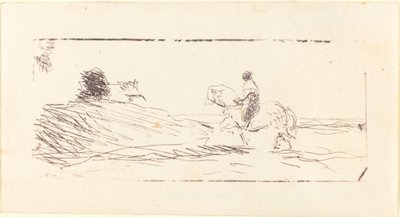 Carte-de-visite with Horseman by Jean Baptiste Camille Corot